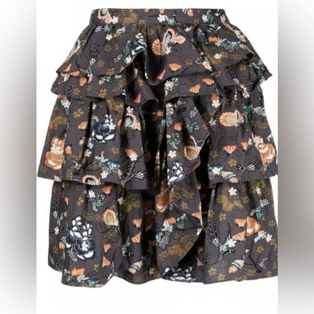 Ulla Johnson Alyssa floral-print ruffled tiered bohemian skirt 4 - Picture 8 of 9